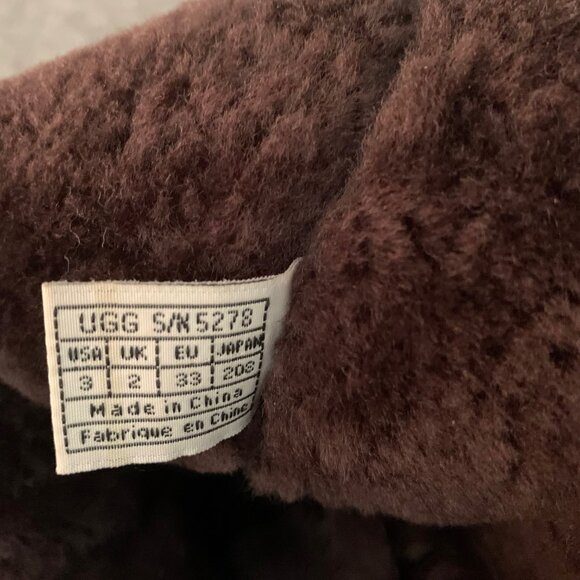 UGG Australia 5278 Tall Sheepskin Girls Youth Brown Tan Suede Lace Up Boots - Picture 8 of 10